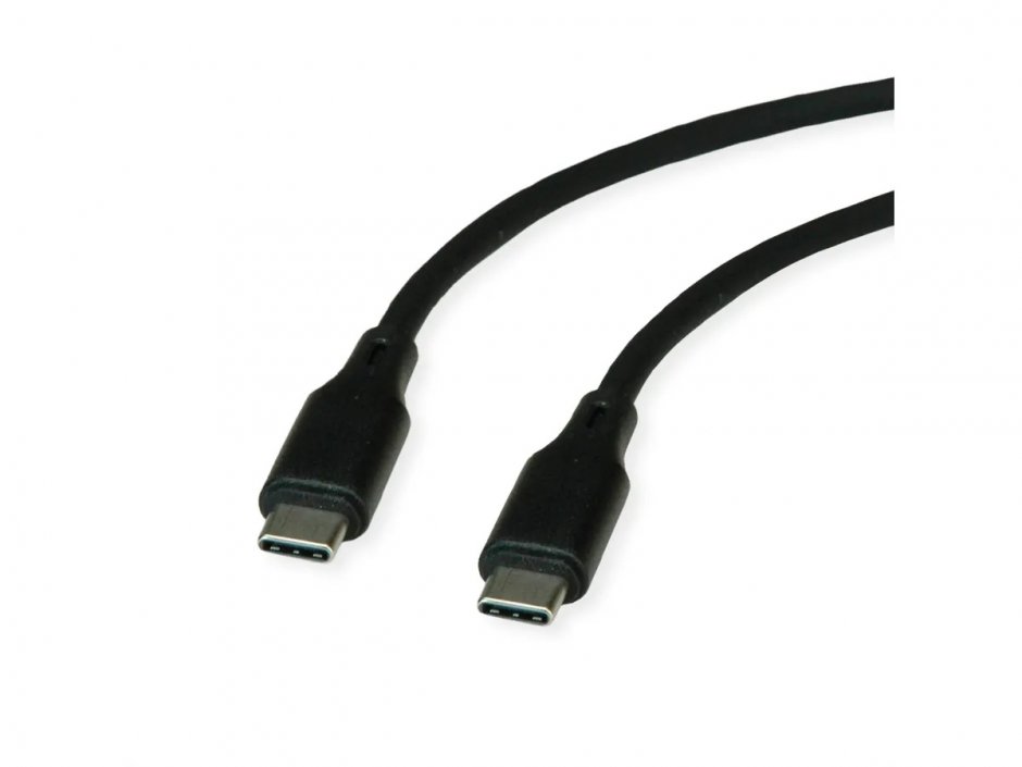 Cablu USB 2.0 type C T-T 60W silicon 1m Negru, Roline 11.02.9120