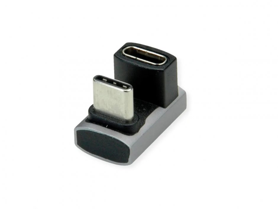 Adaptor USB 4 type C 240W unghi 90 grade U shape T-M Aluminiu, Roline 12.03.2935