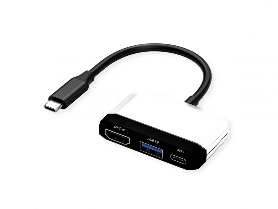 Docking station USB type C la HDMI 4K30Hz, 1 x USB 3.2-A, 1 x Type C (PD), Value 12.99.3199