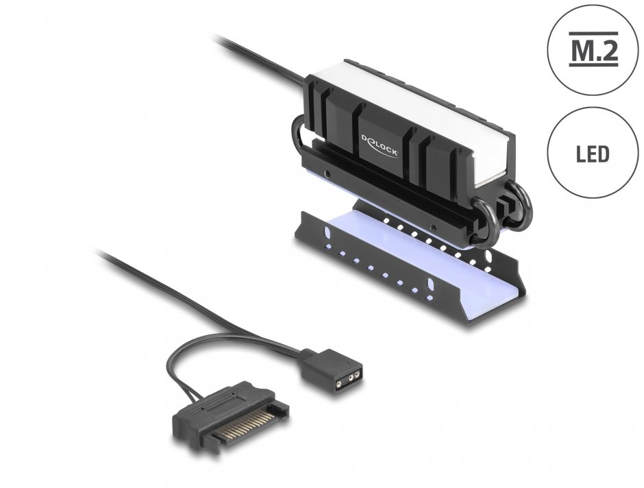 Radiator pentru SSD M.2 2280 cu RGB LED, Delock 18460