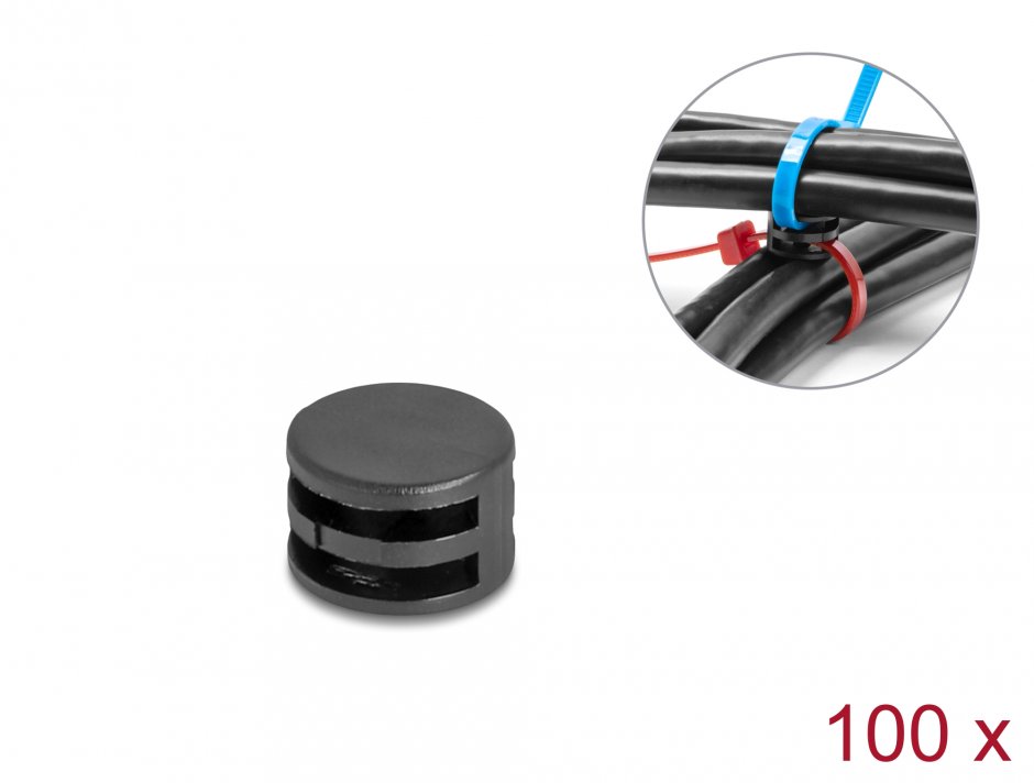 Set 100 buc cuple pentru bride Negru, Delock 18913