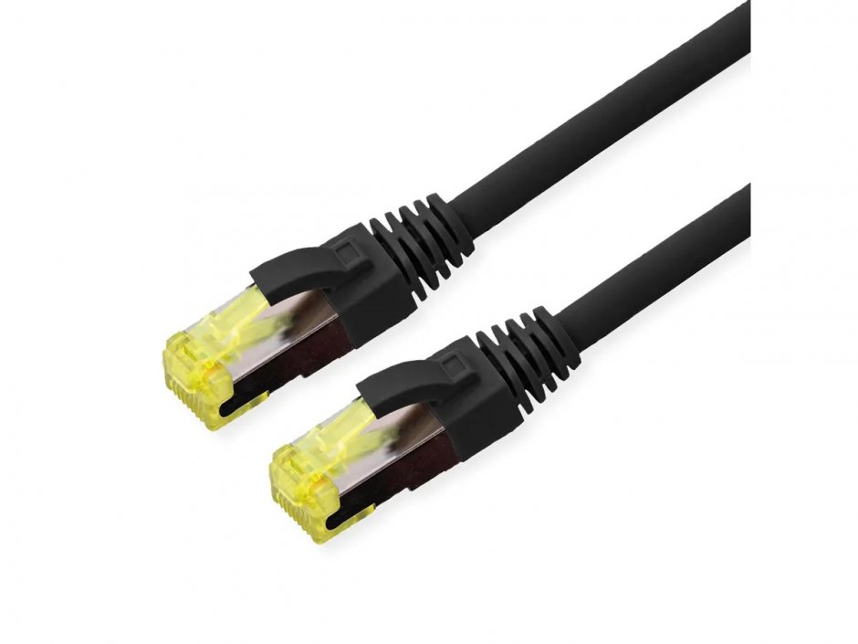 Cablu de retea RJ45 exterior S/FTP cat.6A TPE LSOH 0.3m Negru, Roline 21.15.0749