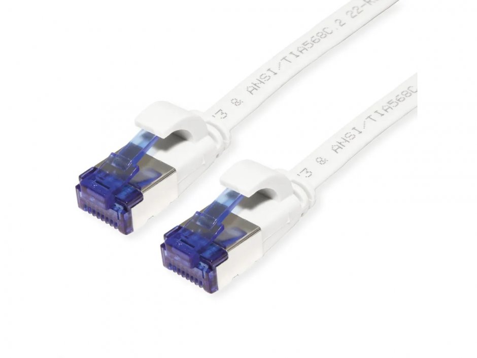 Cablu de retea RJ45 extra flat FTP cat.6A 5m Alb, Value 21.99.2165