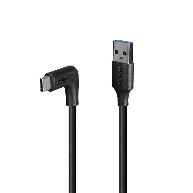 Cablu USB 3.2-A la USB type C drept/unghi 90 grade 0.5m, Lindy L32012