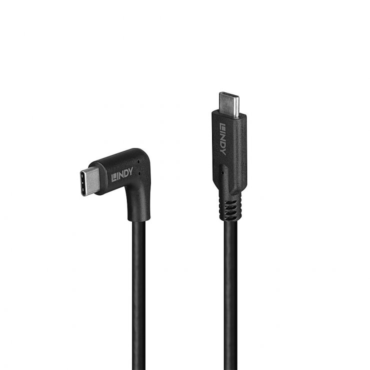 Cablu USB 3.2-C la USB type C drept/unghi 90 grade 1.5m, Lindy L32019