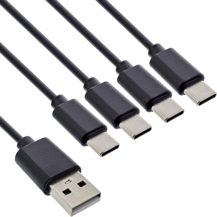 Cablu de alimentare USB-A la 4 x USB type C 1m, InLine IL35141