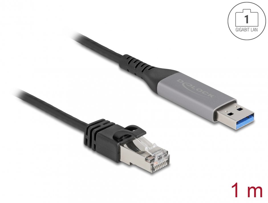 Cablu de retea USB 3.1-A la RJ45 Gigabit LAN 1m, Delock 60755