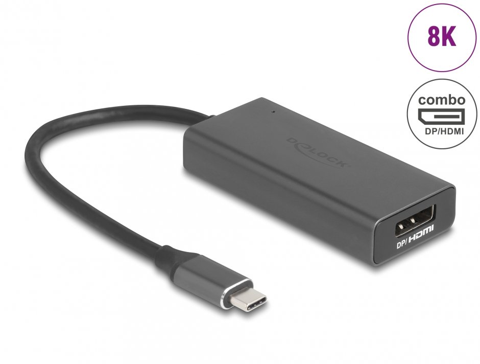 Adaptor USB Type C la combo HDMI/DisplayPort 8K, Delock 64316