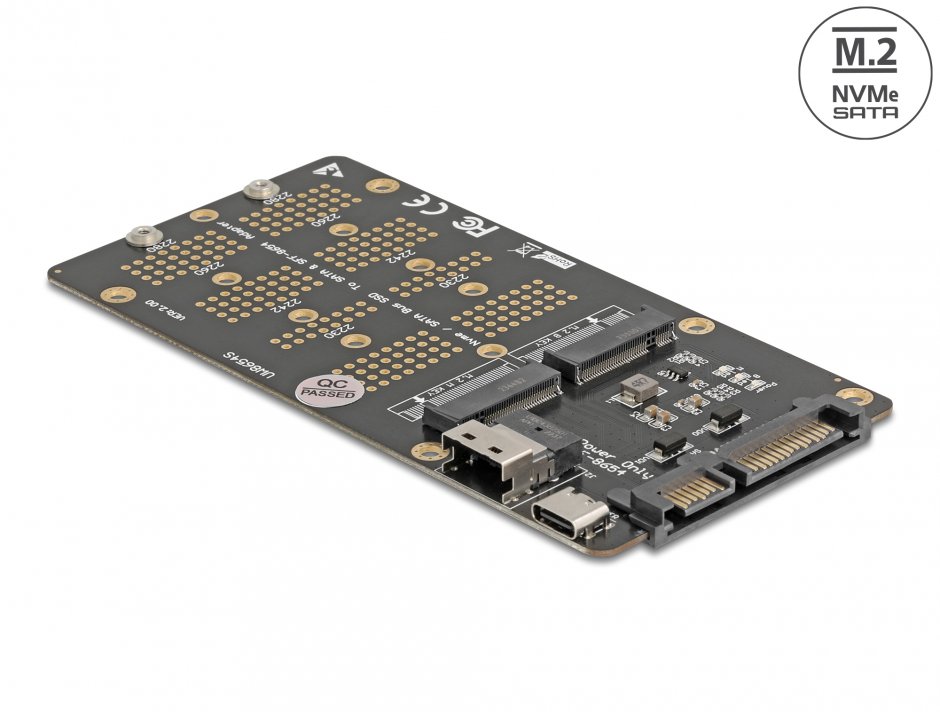Convertor M.2 Key M NVMe SSD la SFF-8654 si M.2 Key B SATA SSD la SATA, Delock 64355