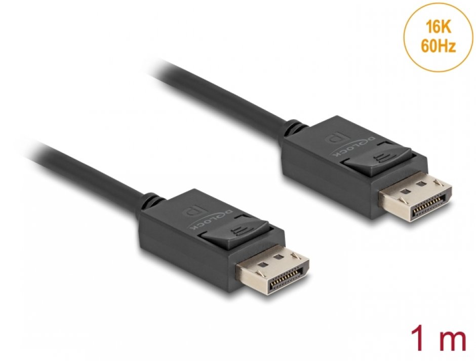 Cablu coaxial Displayport 2.1 16K60Hz/8K120Hz/4K240Hz 80Gbps T-T 1m, Delock 80491