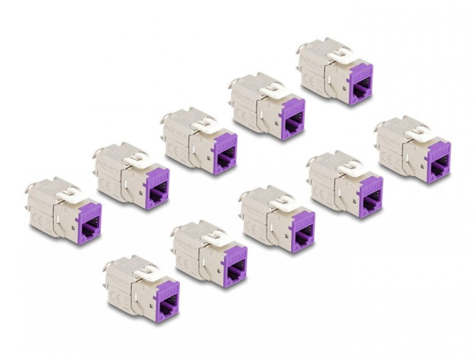 Set 10 buc modul keystone RJ45 LSA Cat.6A toolfree Violet, Delock 88121