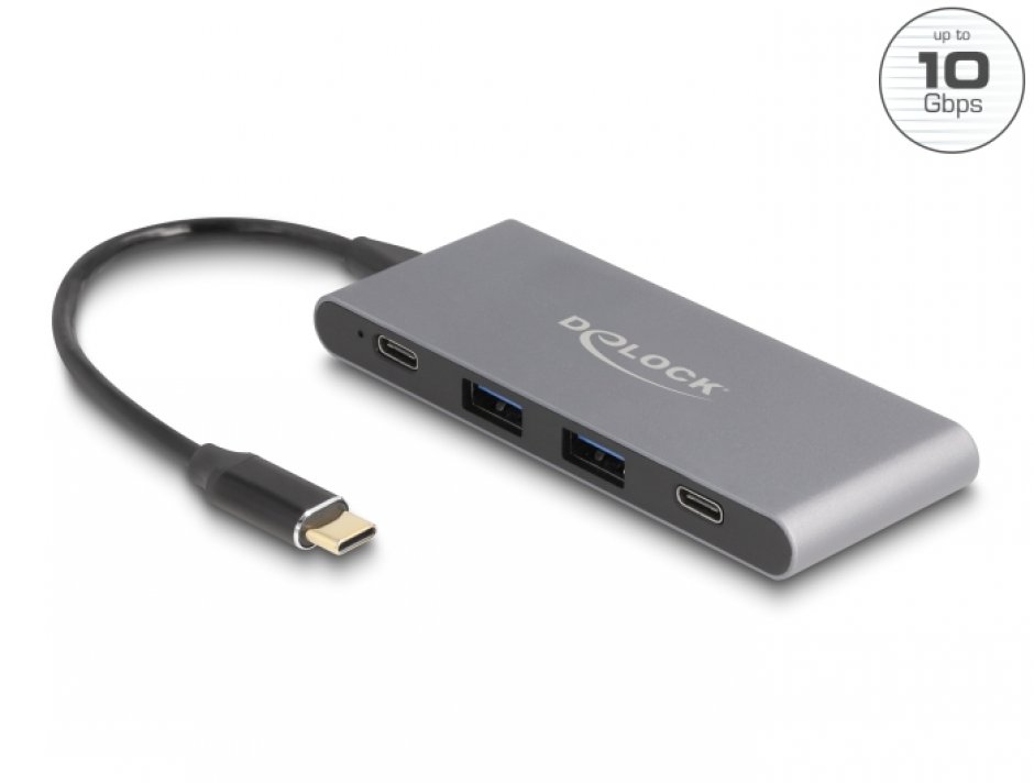 HUB USB 3.2 type C la 2 x USB type C + 2 x USB-A, Delock 64111