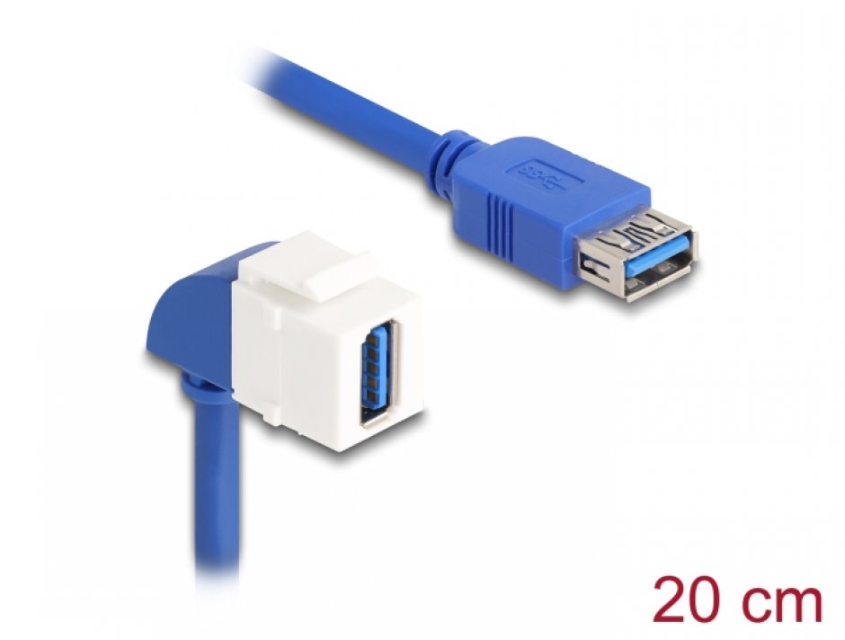 Modul keystone USB 3.2-A la USB-A unghi 90 grade M-M 0.2m, Delock 86964