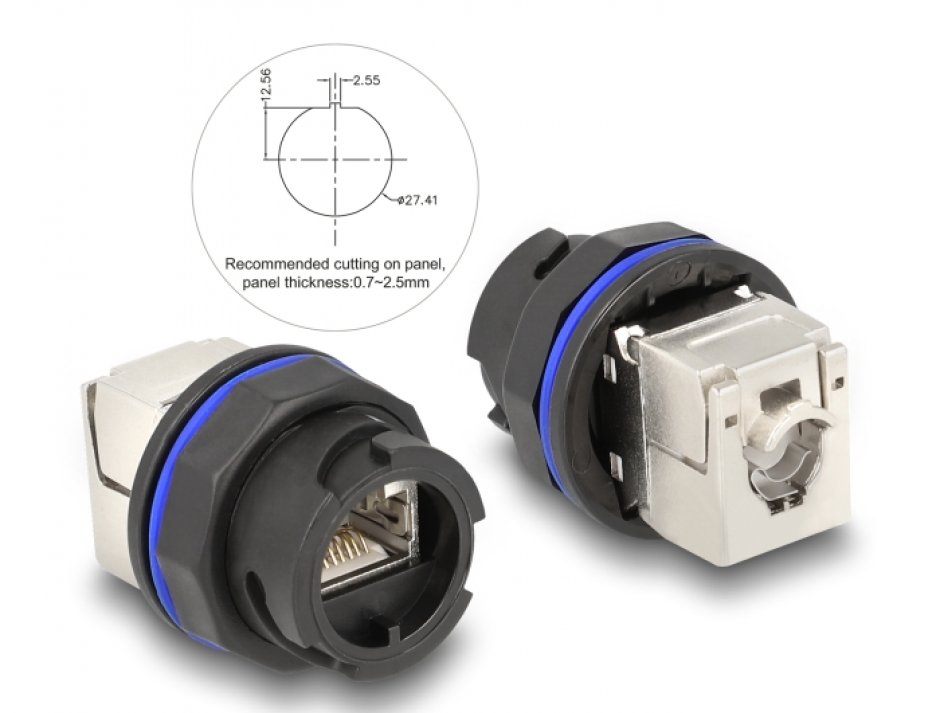 Conector ecranat RJ45 Cat.6A LSA, Delock 67047