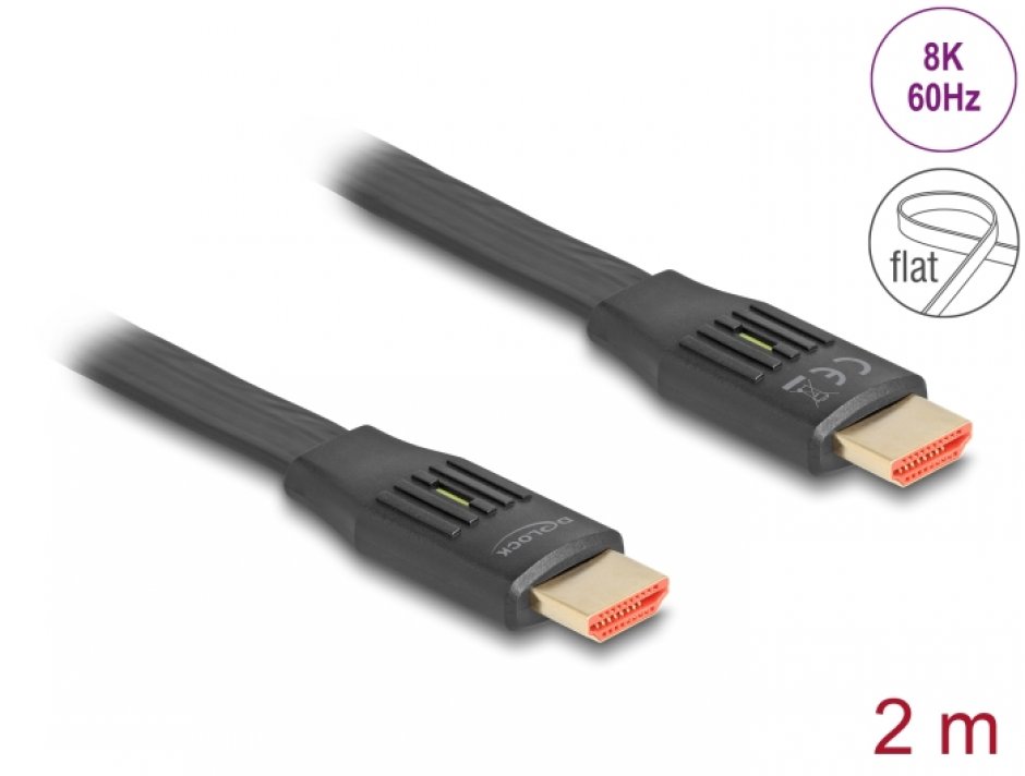 Cablu flat HDMI 8K60Hz/4K240Hz 2m, Delock 81002