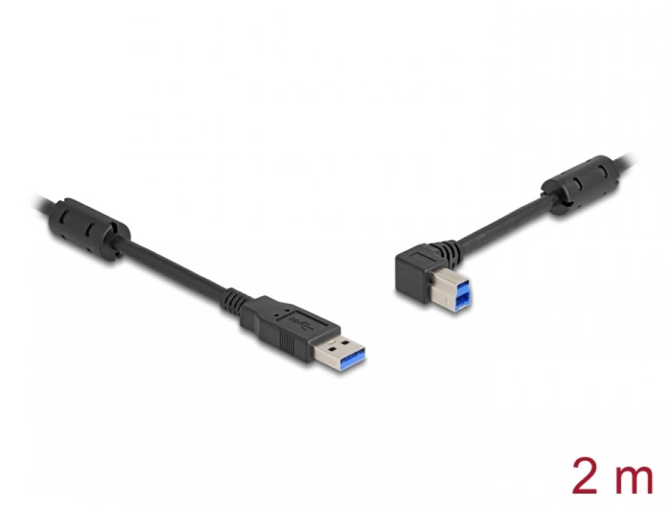 Cablu USB 3.0-A la USB-B drept/unghi stanga 2m, Delock 81101