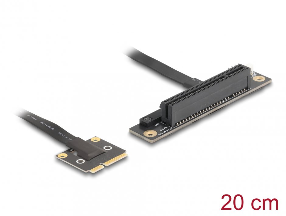 Adaptor Mini PCIe la PCIe 3.0 x8 unghi 90 grade + cablu 20cm, Delock 81295