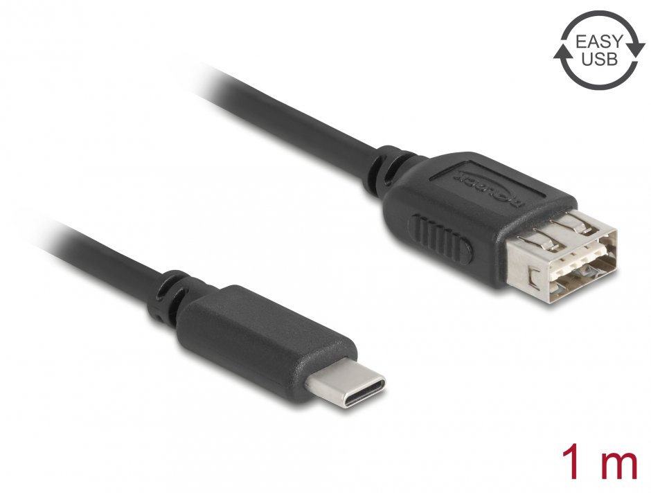 Cablu USB 2.0 Type C la EASY USB-A T-M 1m, Delock 81536
