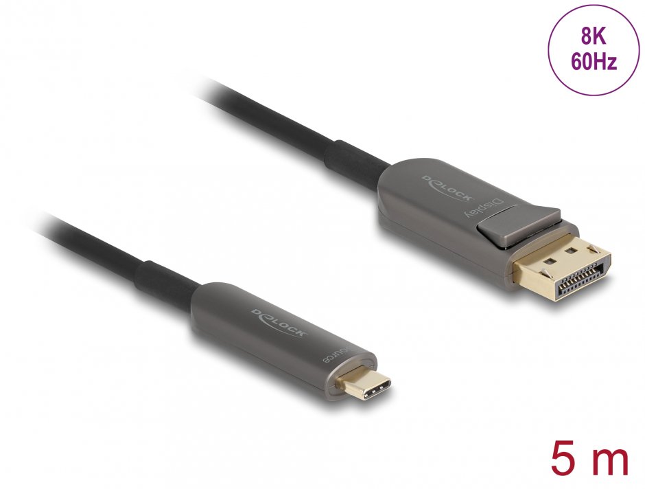 Cablu activ optic USB type C la DisplayPort 8K60Hz/4K240Hz 5m, Delock 81604