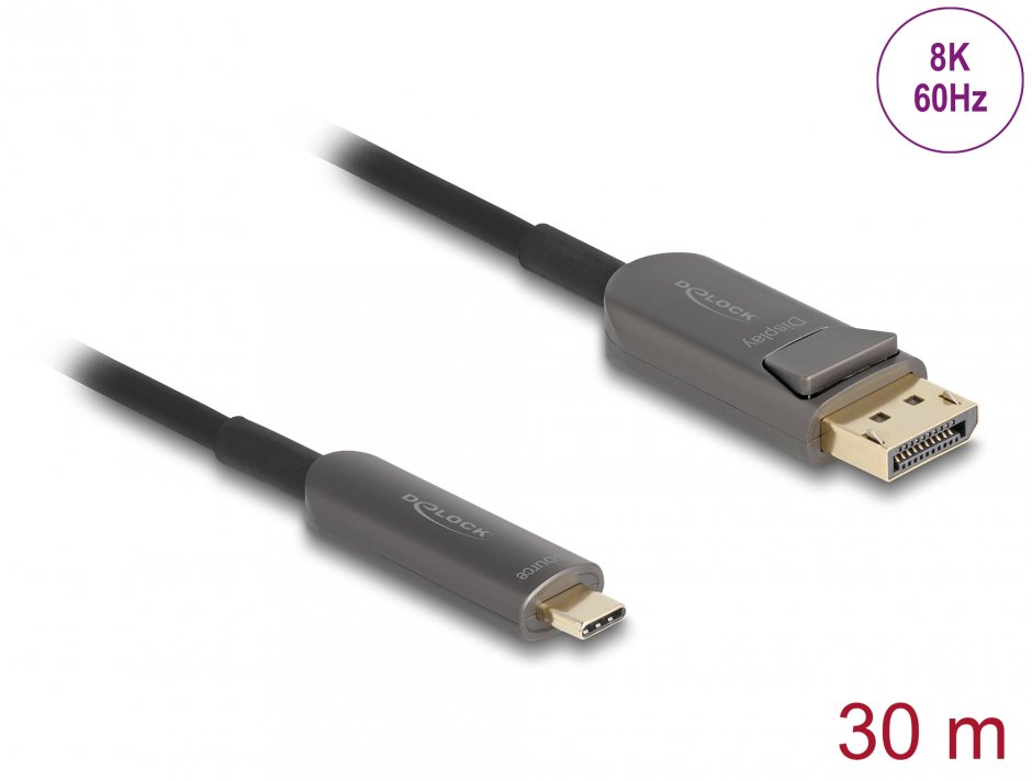 Cablu activ optic USB type C la DisplayPort 8K60Hz/4K240Hz 30m, Delock 81609