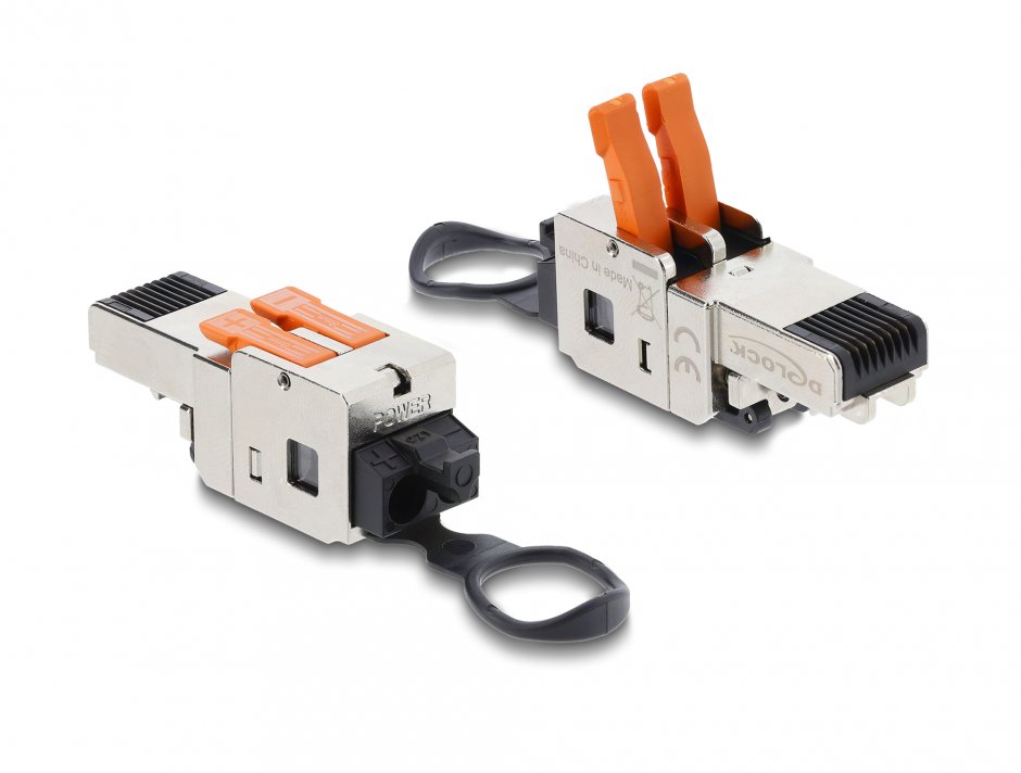 Conector RJ45 cu clamp lock 2 pini +/- tool-free - composite power connector, Delock 90710
