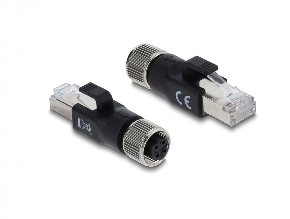 Adaptor M12 X-coded 4 pini la RJ45 M-T, Delock 90832