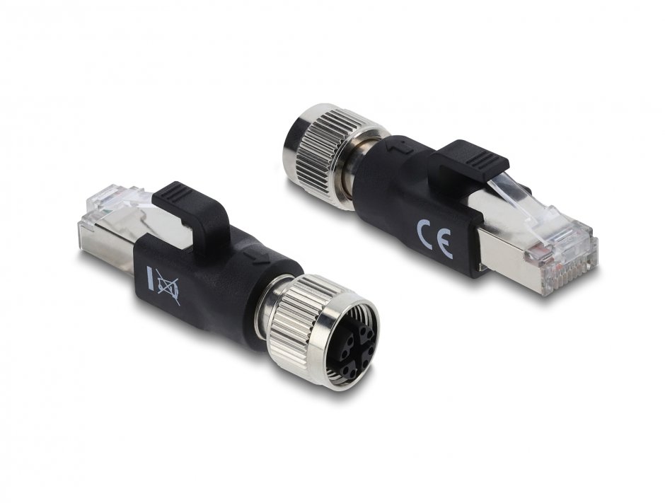 Adaptor M12 X-coded 8 pini la RJ45 M-T, Delock 90834