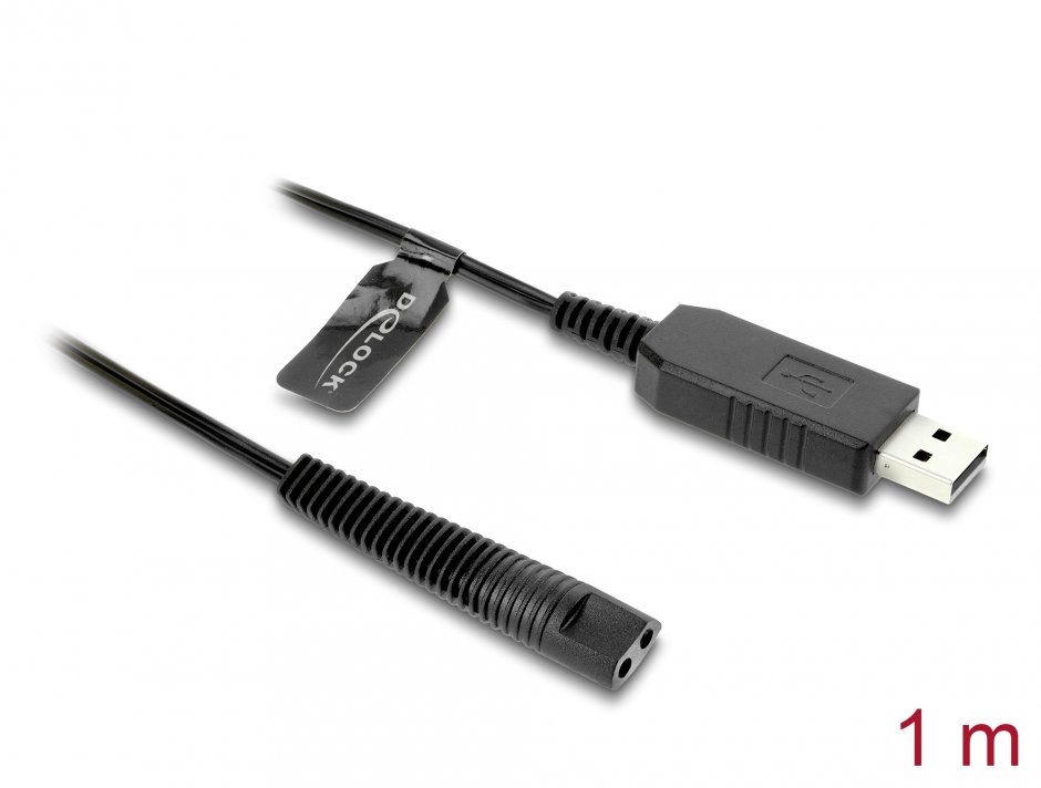 Cablu de alimentare USB 12V pentru aparate de ras electrice Braun seriile 1/3/5/7/9 1m, Delock 90980