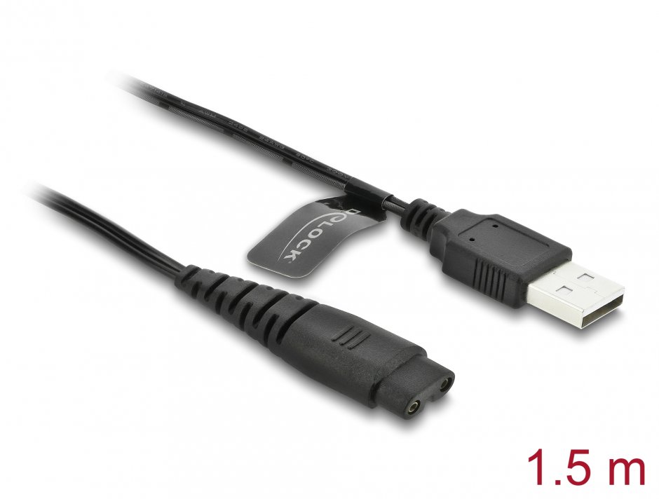 Cablu de alimentare USB 5V pentru aparate de ras electrice Hatteker RFC-588/RFC-598/RFC-690/RFC-692/RFC-696/RSCX-7568/RSCX-9598 1.2m, Delock 90987