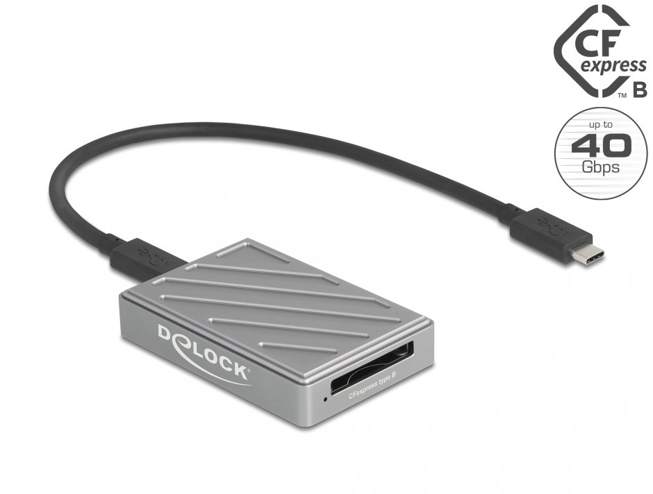 Cititor de carduri USB Type C 40 Gbps pentru carduri de memorie CFexpress tip B, Delock 91021