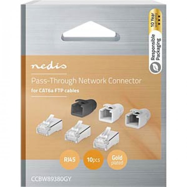 Set 10 buc conector RJ45 CAT6a FTP + manson, Nedis CCBW89380GY