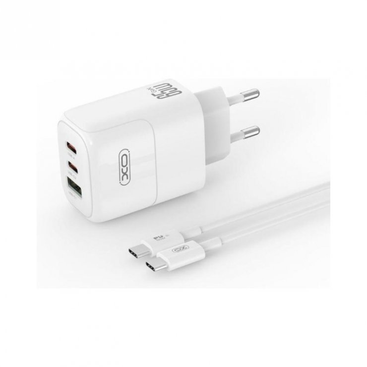 Incarcator priza 2 x USB-C + 1 x USB-A 65W Alb, L139