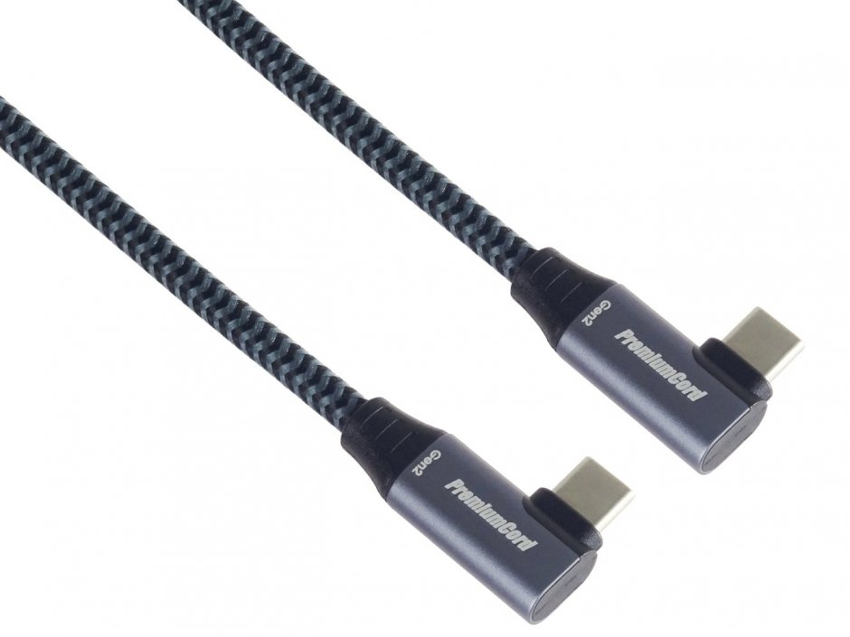 Cablu USB 3.2 Gen2x2 type C 100W unghi/unghi brodat 2m, ku31cj2