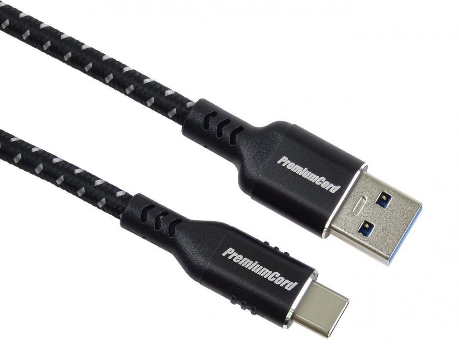 Cablu USB 3.2-A la USB type C T-T 3m brodat Negru, ku31cx3