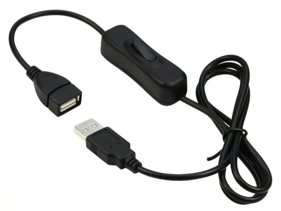 Cablu prelungitor incarcare USB-A T-M cu switch ON/OFF 1m, kupaasw1