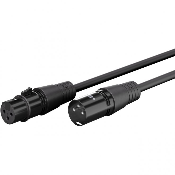 Cablu prelungitor audio XLR 3 pini T-M 2m Negru, Goobay G80029